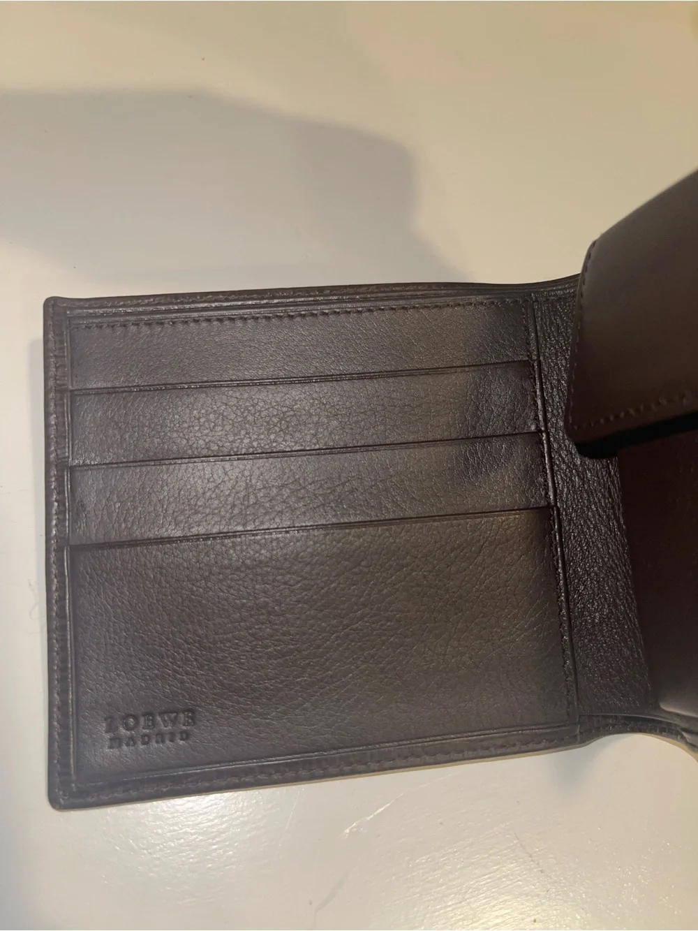 Authentic LOEWE Anagram Bifold Wallet Brown Grained Leather w/ Dust Bag